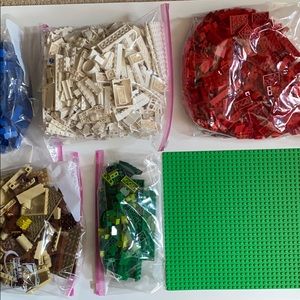LEGO 12.5lbs. sorted pieces w/ board & wheels